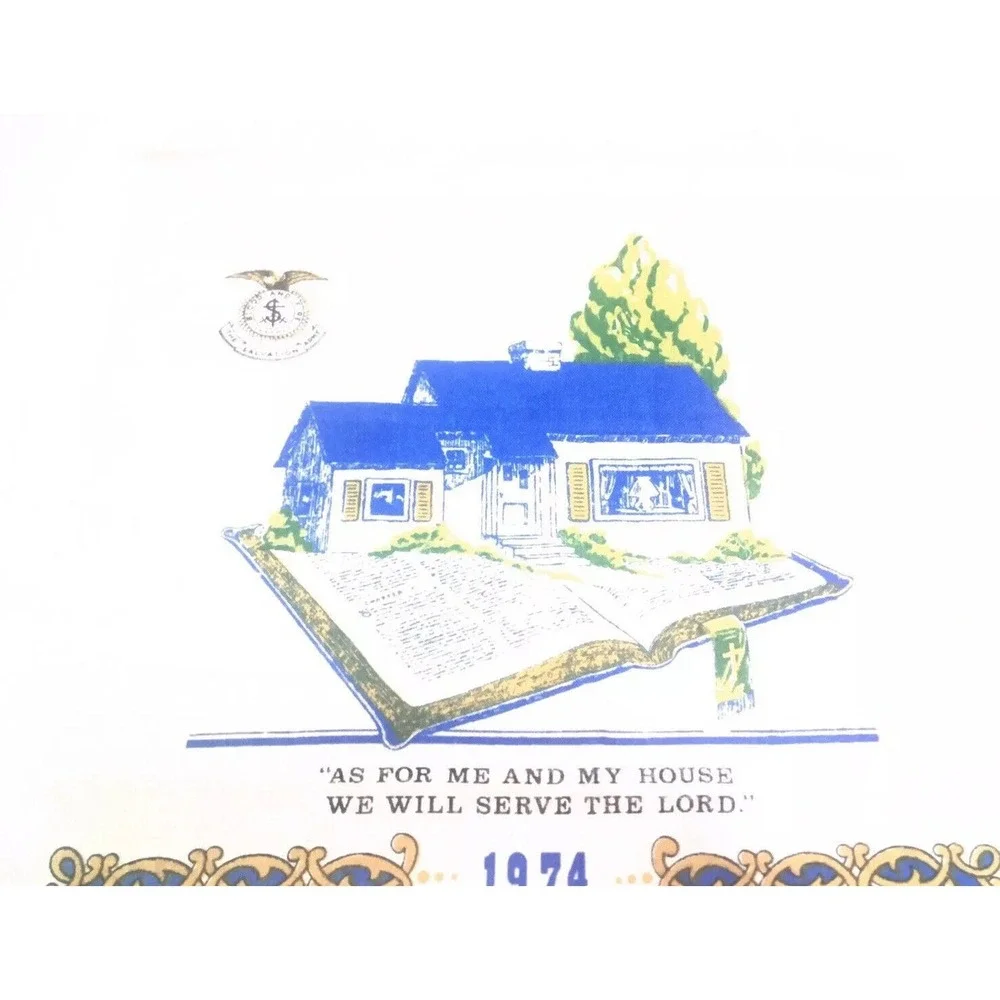 Vintage 1974 Calendar Tea Towel‎ Retro Kitchen Farmhouse Cottagecore Decor